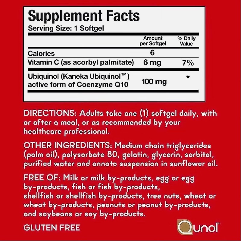 Viên uống bổ tim, điều hoà huyết áp Qunol Mega CoQ10 Ubiquinol 100mg hộp 120 viên