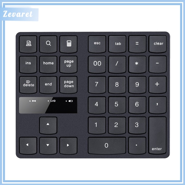 Bàn Phím Zevaret 2.4g Không Dây 35 Nút Bấm Màu Đen Đa Phương Tiện