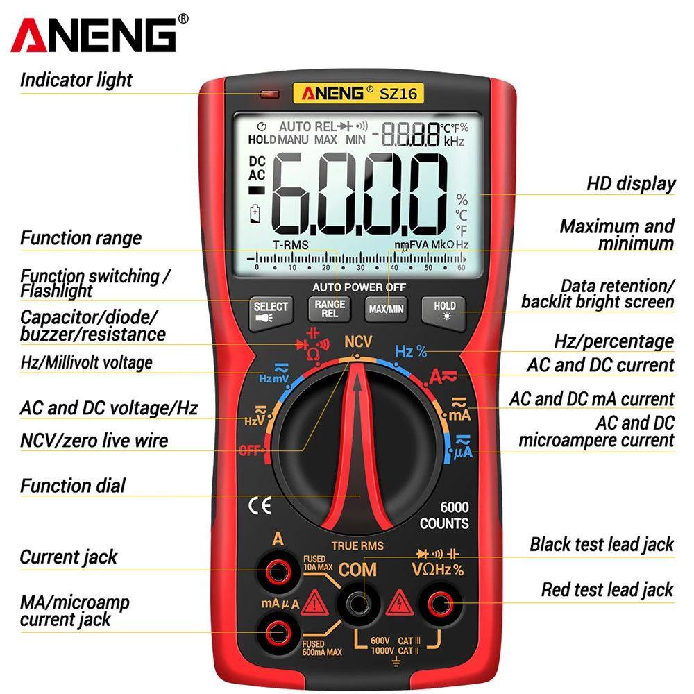 LONTIME Vạn Năng Kế Kỹ Thuật Số Thông Minh NCV RMS Analog