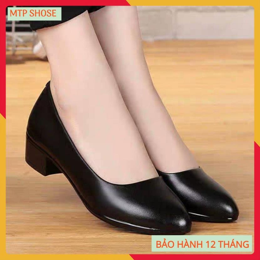 Giày búp bê 3 phân  ❤FREESHIP❤ giày công sở nữ da lỳ cao cấp đế vuông 3cm - Hàng VNXK