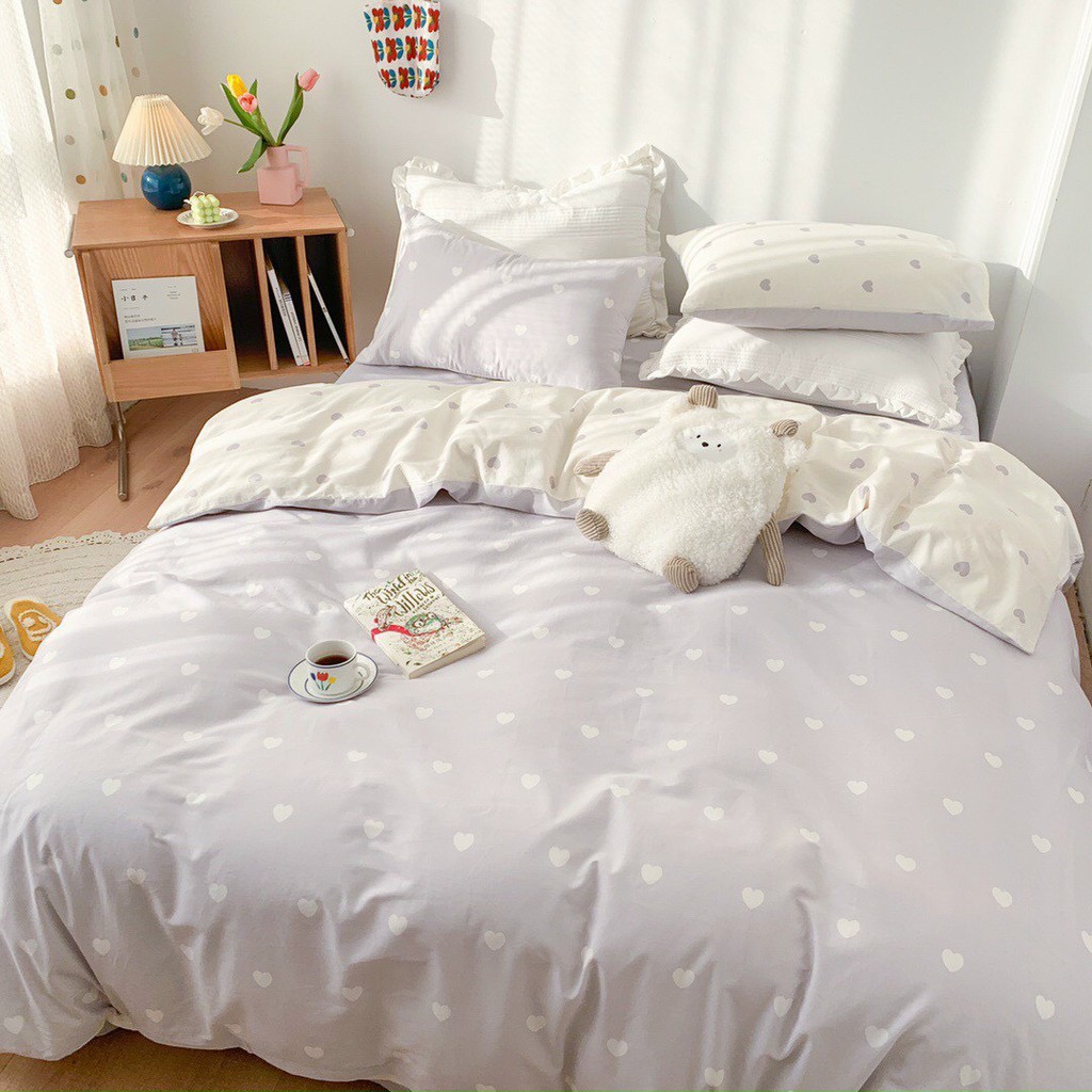 Bộ chăn ga gối hè Cotton poly M2T bedding drap cotton poly Hàn Quốc mùa tình yêu đủ size