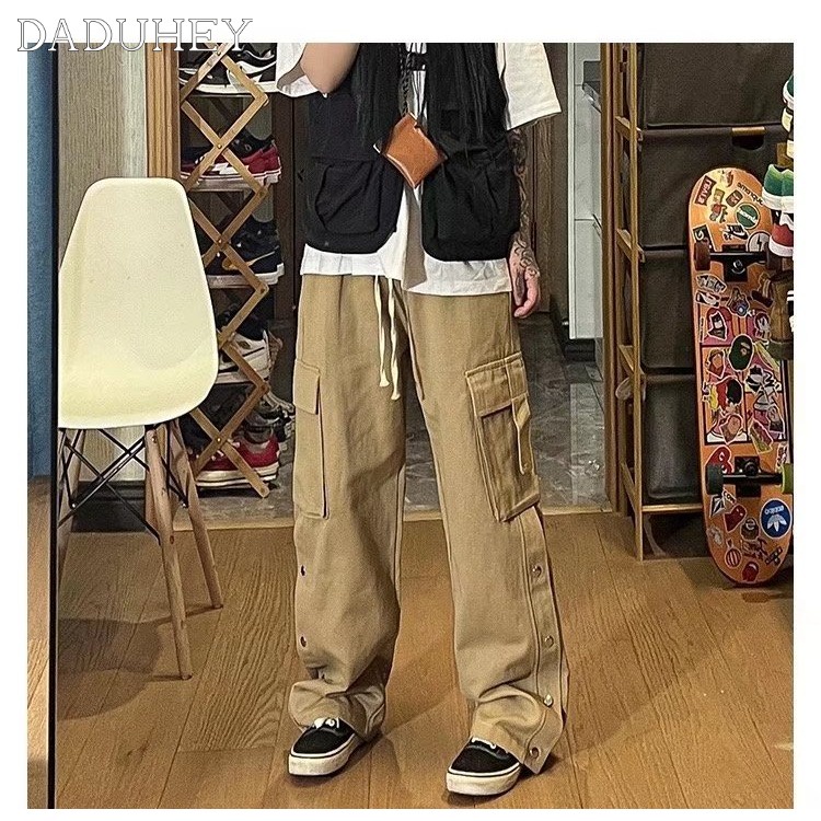 Quần ống rộng nhiều túi phong cách Hồng Kong