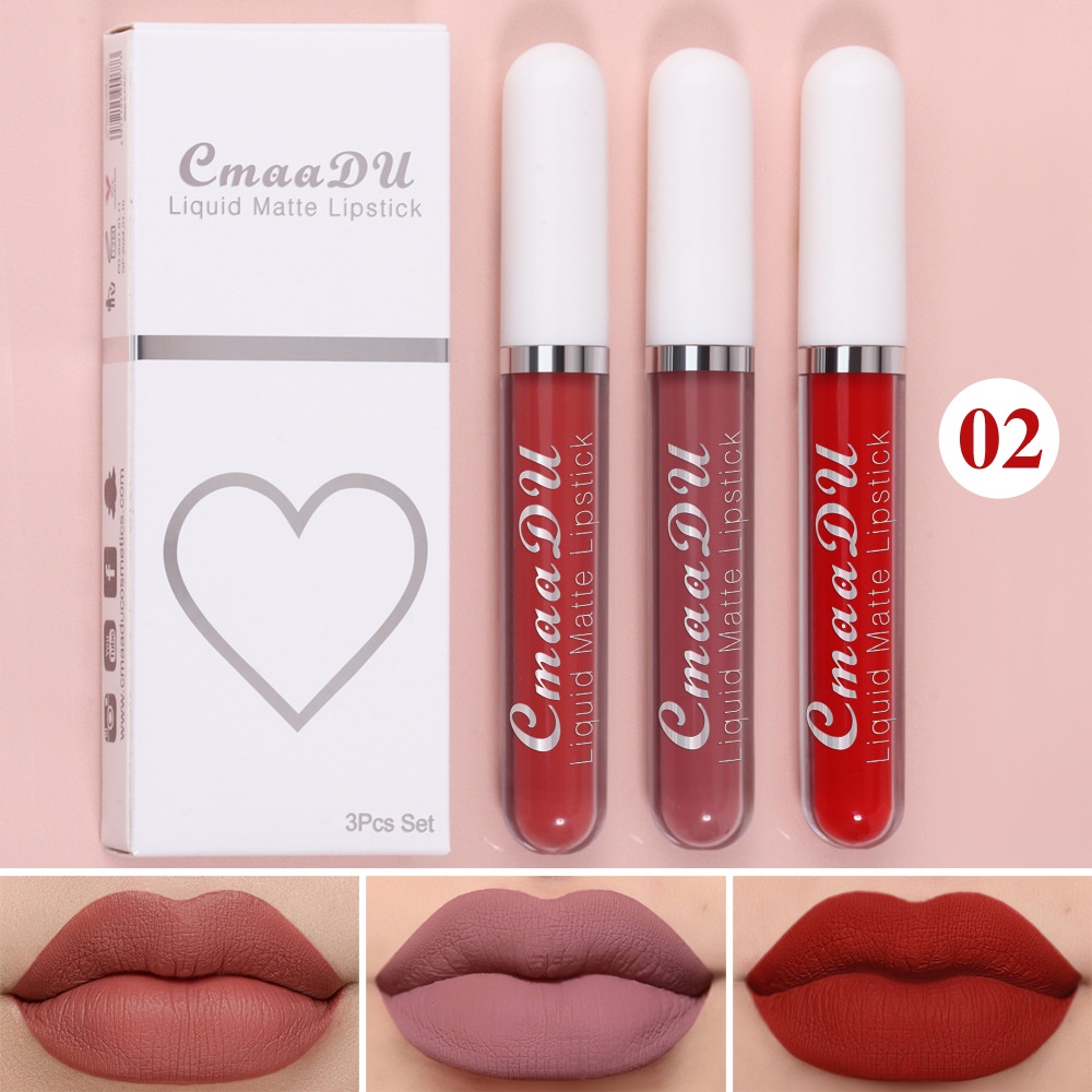 [Hàng mới về] Set 3 son kem lì mịn mượt kháng nước lâu trôi và không lem vào cốc