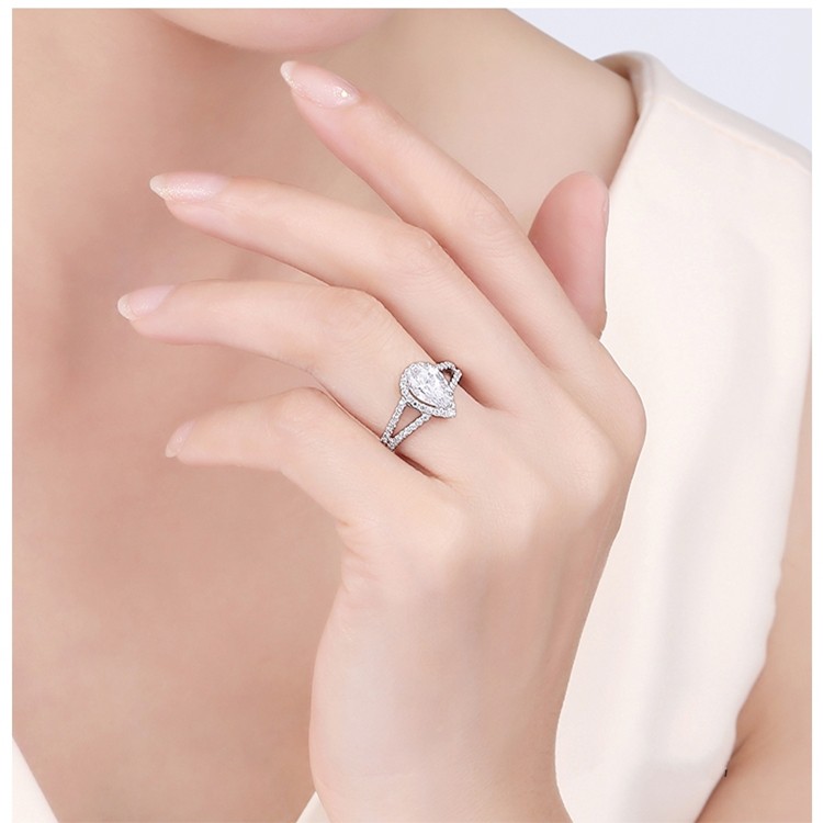 Nhẫn nữ thời trang hạt đá hình giọt nước cực xinh, bạc Ý S925 - N63