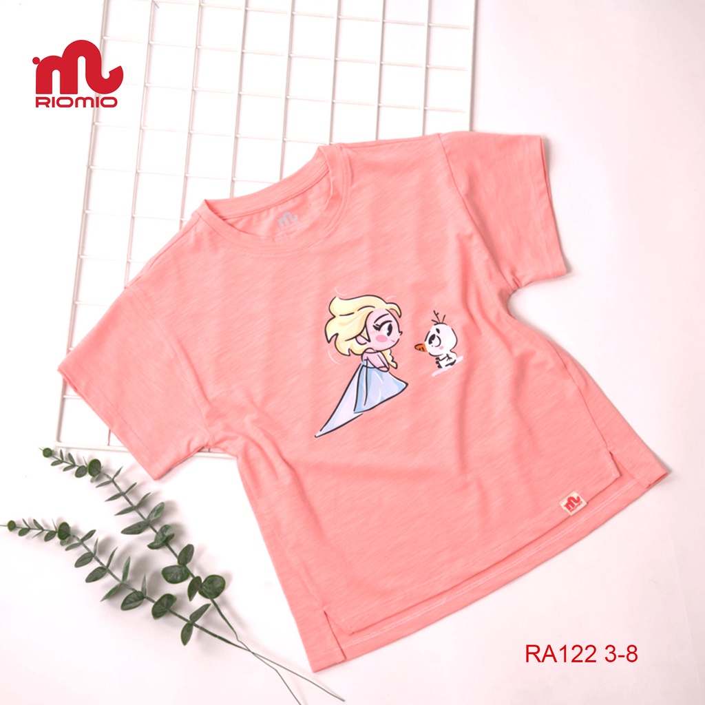 Áo thun bé gái ngắn tay RIOMIO vải cotton 4 chiều cao cấp thoáng mát hoạ tiết công chúa Anna - Elsa Pricess - RA122