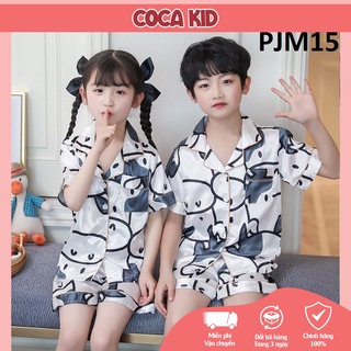 Đồ Ngủ Ngắn Tay Cho Bé, Bộ Pijama Ngắn Tay Bé Trai, Bộ Pijama Cho Bé Gái Chất Lụa In Hình Cực Yêu Cho Bé Từ 8kg - 39kg