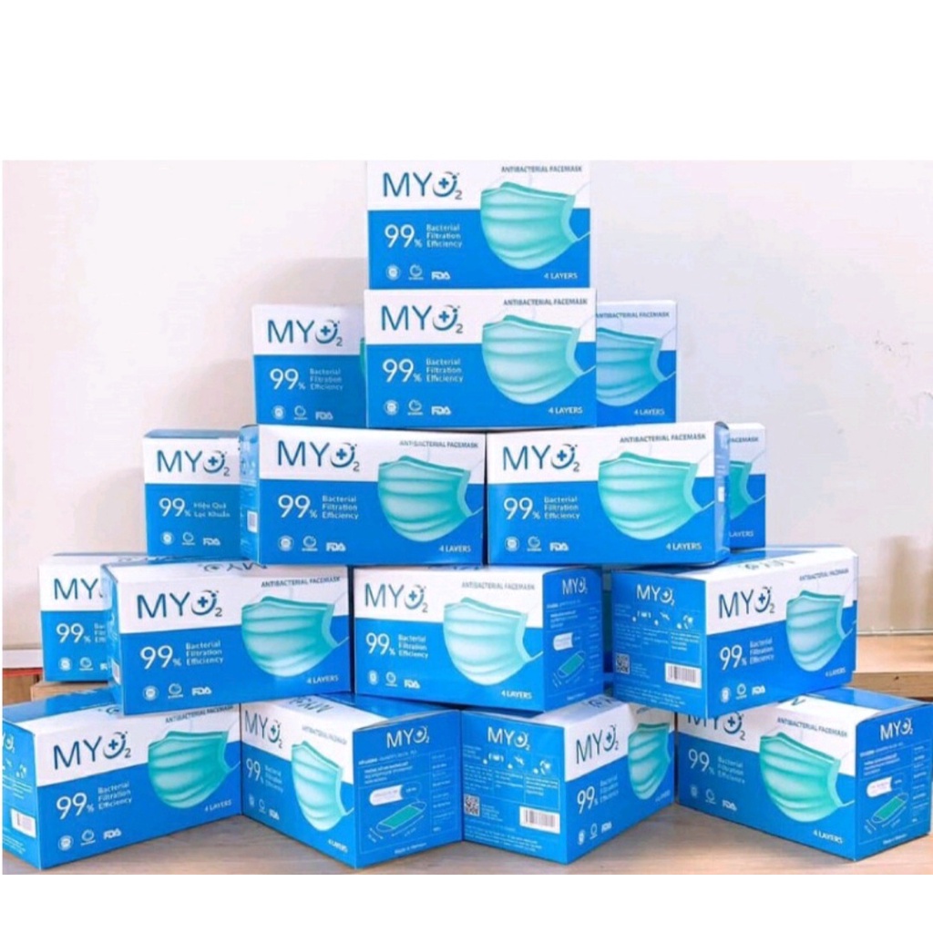 [HỘP 50 CÁI] - Khẩu Trang Y Tế MY O2 4 Lớp - Hiệu Quả Lọc Khuẩn 99% Tiêu Chuẩn FDA9