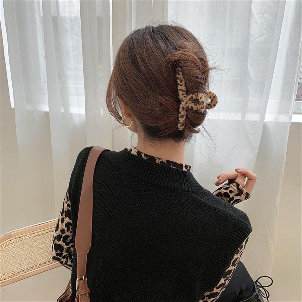 BEAUTY Kẹp Tóc Càng Cua Họa Tiết Da Báo Thời Trang