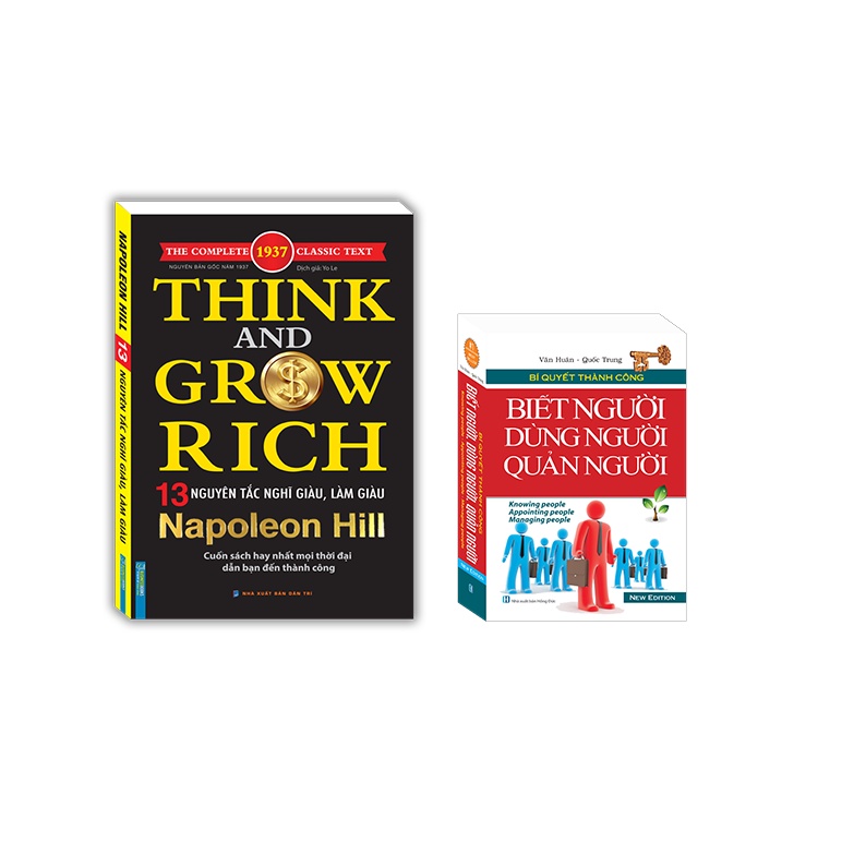 Sách - Combo 2c NAPONEON HILL 13 nguyên tắc nghĩ giàu và làm giàu  + Biết người dùng người quản người (bìa mềm)