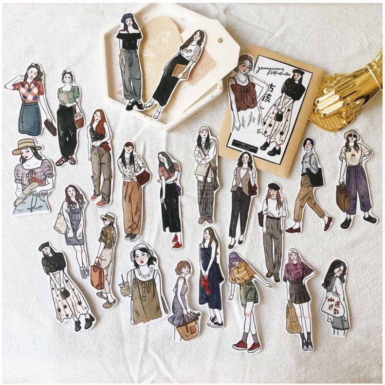 Krisna.room ♡Jenny Studio- Set gồm 23 hình sticker cô gái hiện đại xinh xắn