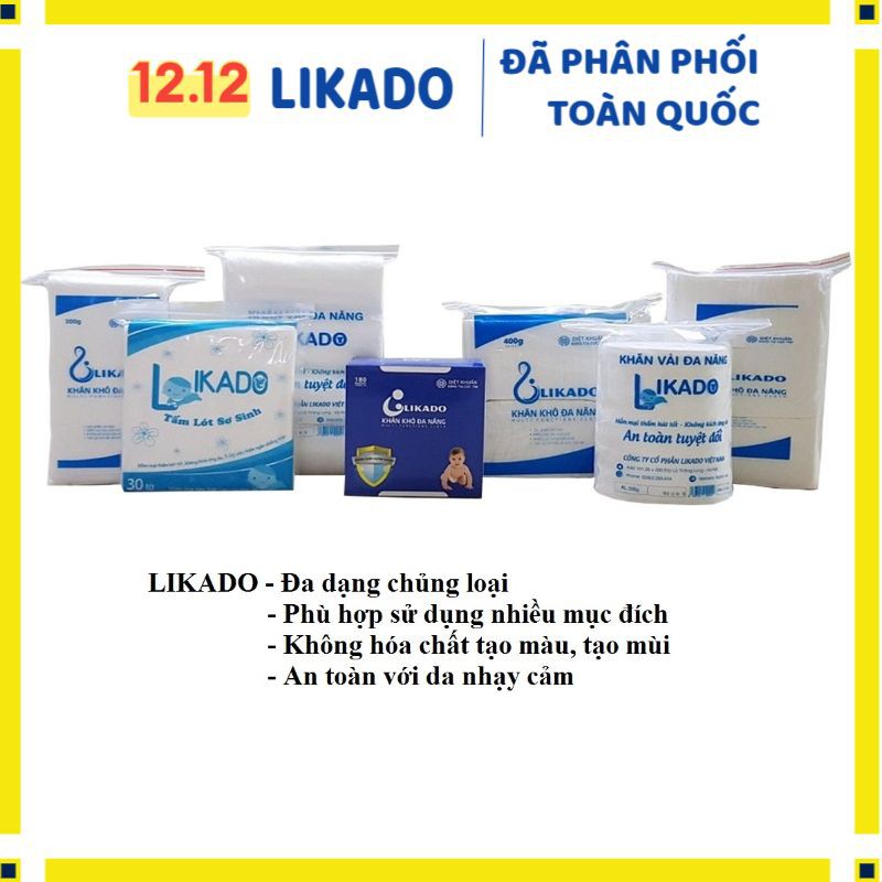 [LIKADO] Khăn khô đa năng Likado gói 300g kích thước (14x20cm) (2 gói)