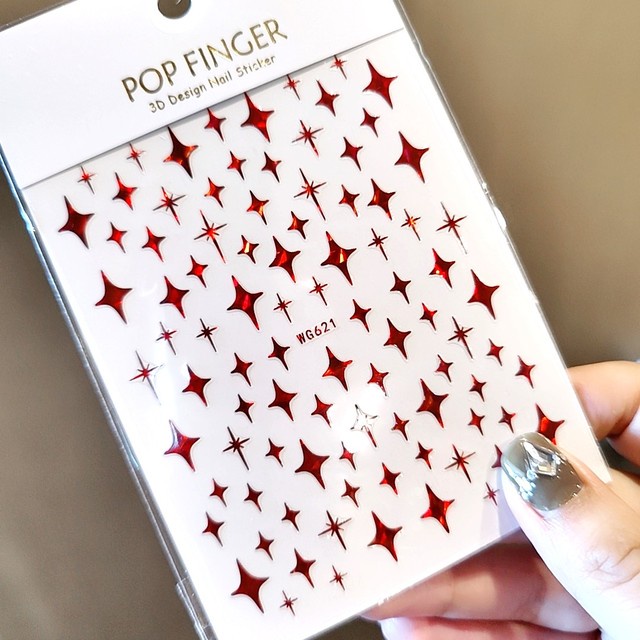 [Hàng mới về] Tờ miếng dán trang trí móng tay 3d họa tiết ngôi sao lấp lánh DIY
