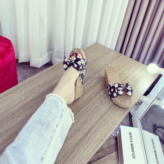 Xuồng nơ hoa hot hot ❌đế cói cao 7 p  size 35/39 fom đẹp ❤️