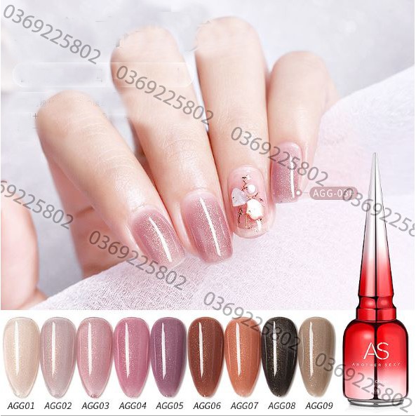 Sơn gel AS NHŨ THẠCH MỚI mã AGG 9 chai đỏ nhọn 15ml siêu HOT siêu xịn