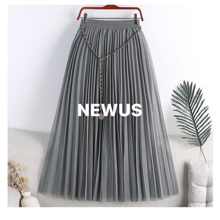 Chân váy thời trang quảng châu voan lụa kèm dây xích thắt lưng 2 lớp nhiều mầu sắc siêu đẹp