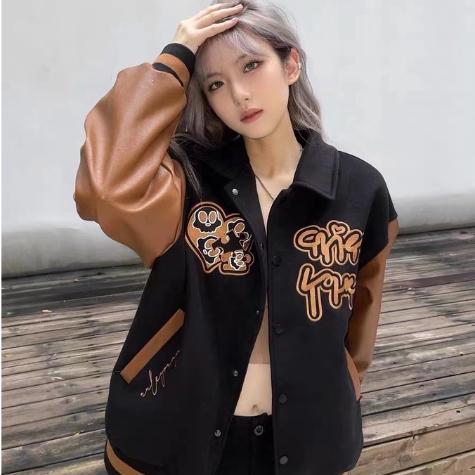 Áo khoác nam bóng chày thời trang thu đông cá tính cho bigsize áo khoác 2 lớp fashion áo đôi jacket unisex