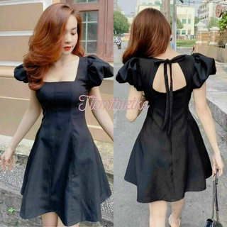 Đầm Tiểu Thư Dáng Xòe Tay Bồng Váy Dự Tiệc  Tiểu Thư Dễ Thương 2 Lớp Dày Dặn