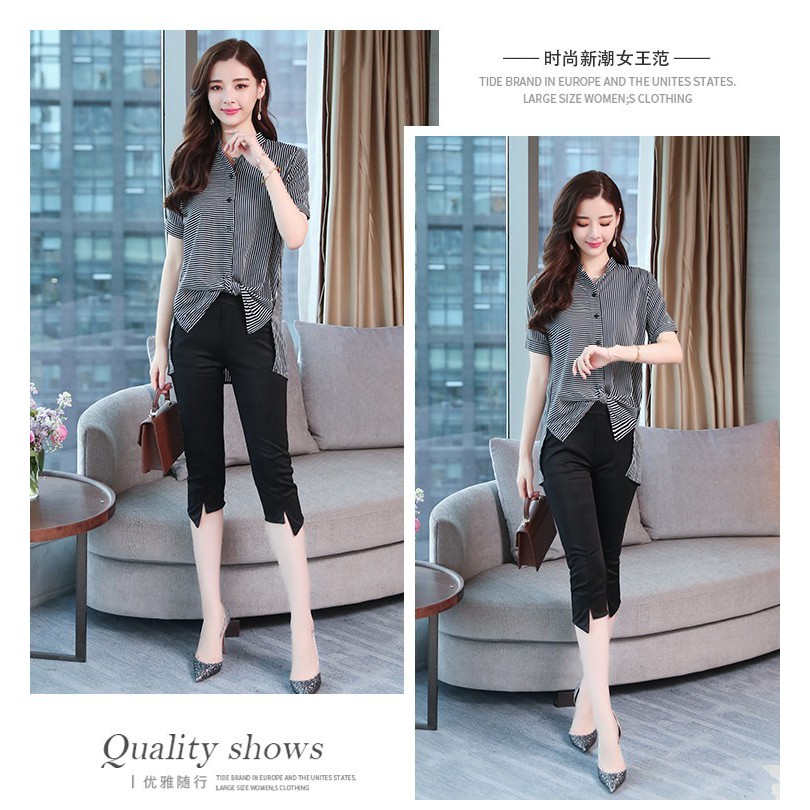 [GIÁ CỰC SỐC] SET ÁO SƠ MI SỌC QUẦN LỮNG CÁ TÍNH S3031