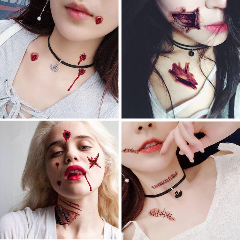 Hình Xăm Dán Vết Sẹo Ma Cà Rồng Kinh Dị Hóa Trang Halloween