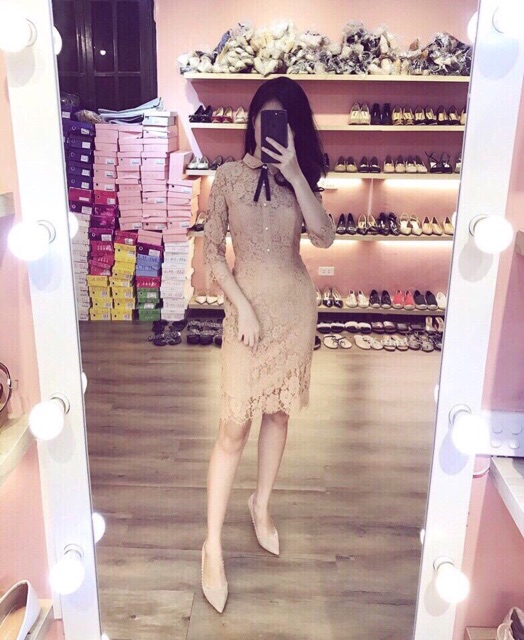 [HÀNG CÓ SẴN] VÁY REN BODY NƠ ĐEN