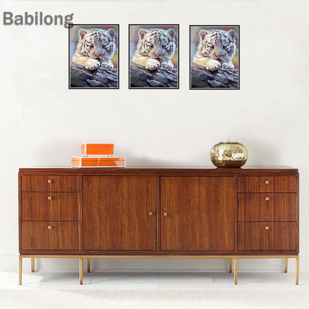 Tranh thêu chữ thập đính đá kim cương 5D DIY hình vẽ hổ con