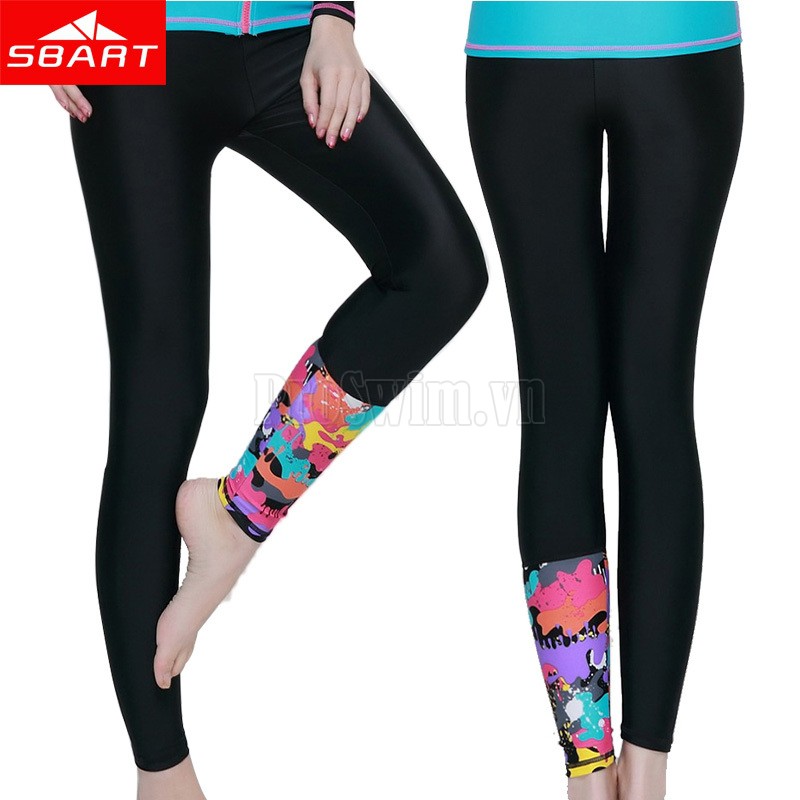 Quần Bơi Nữ Tới gót Sbart Đen Chân Hoa
