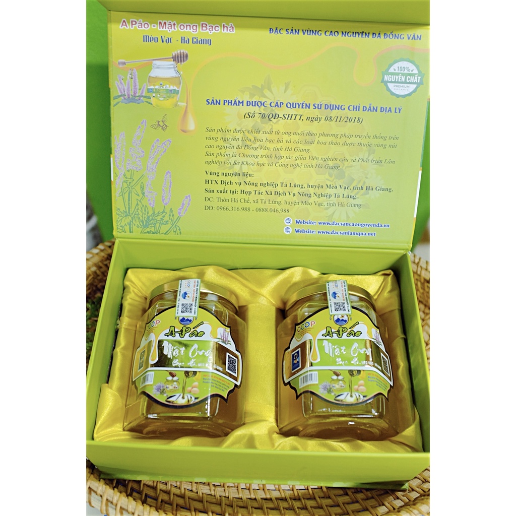 Mật Ong Bạc Hà Mèo Vạc - A Páo - Hộp 2 lọ 250ml