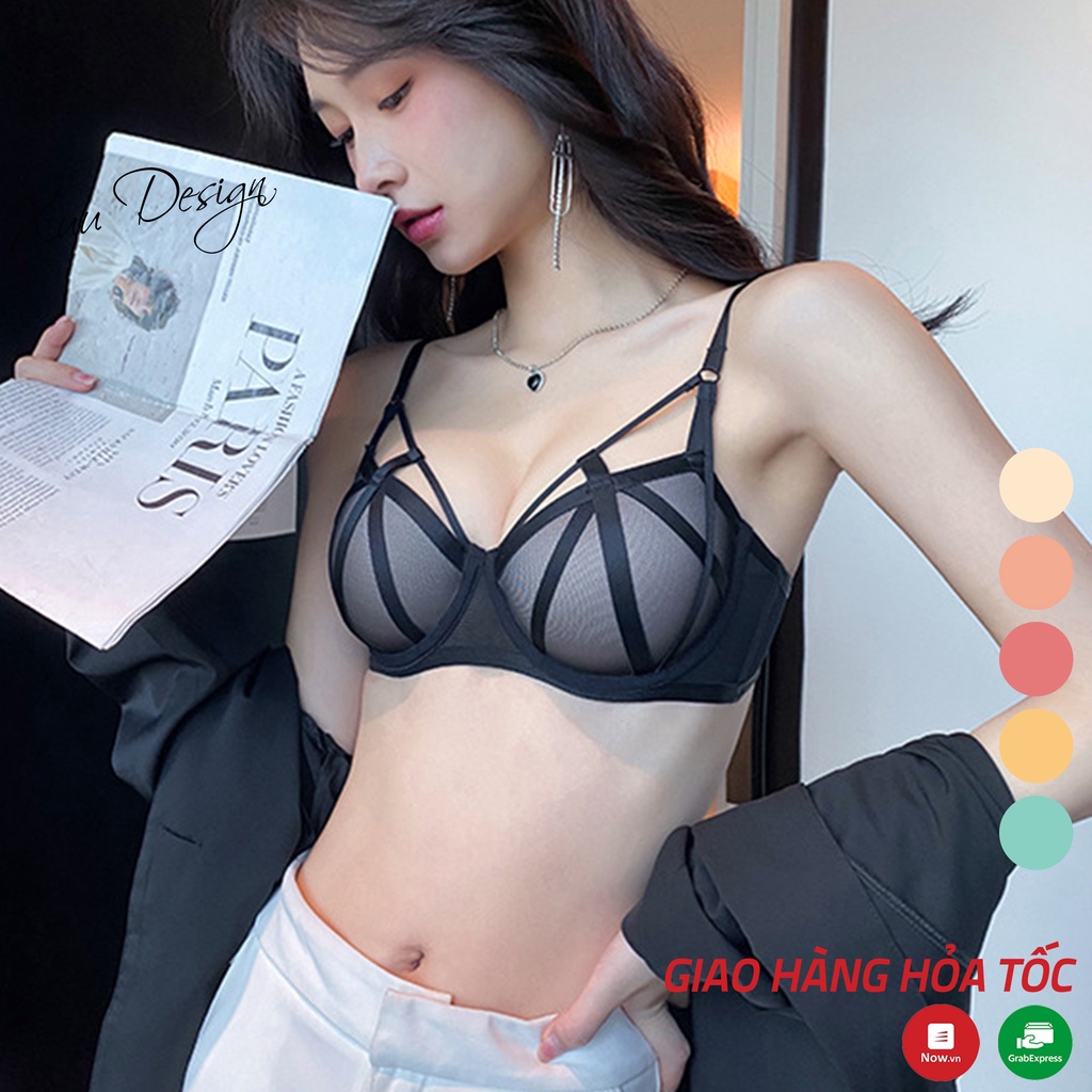 Áo lót nữ đệm dày nâng đẩy ngực Xuu, thiết kế dây lưới thoáng mát siêu gợi cảm - AV34