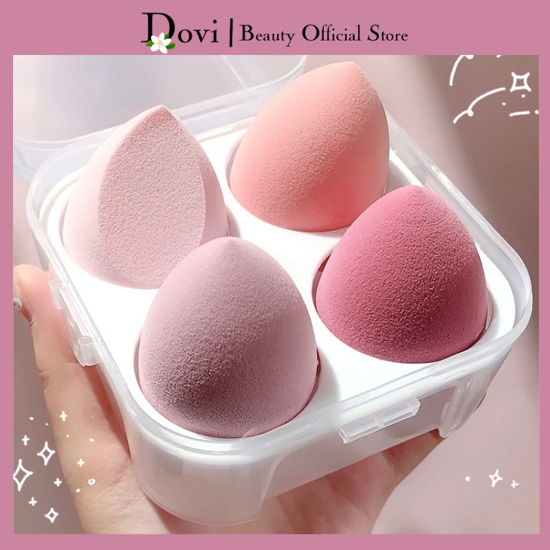 Mút Trang Điểm, Mút Tán Kem Nền, Cushion Phấn Nước 4 Trứng  Một Hộp  Có Thể Sử Dụng Tiện Lợi