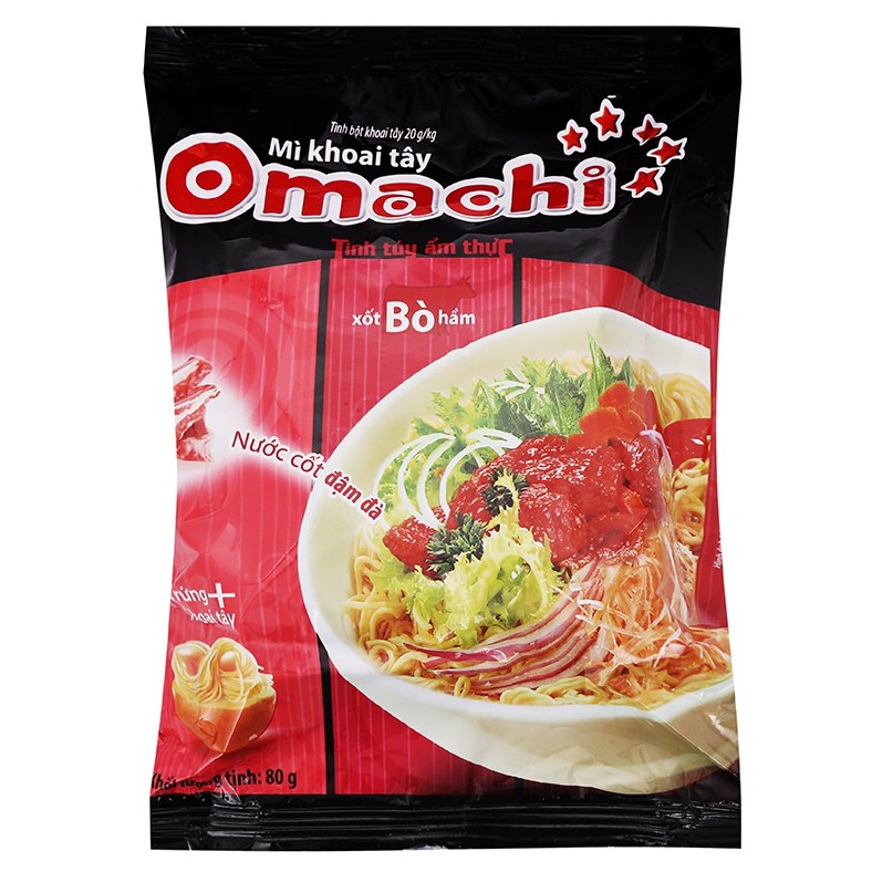 Lốc 5 gói mì khoai tây Omachi xốt bò hầm 80g | BigBuy360 - bigbuy360.vn