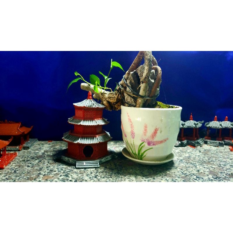 MÔ HÌNH THÁP TRÒN 3 TẦNG TRANG TRÍ TIỂU CẢNH, NON BỘ.....( chất liệu bột đá cao cấp)