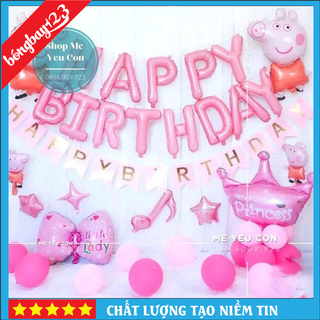 Trang Trí Sinh Nhật Happy Bridthday Tông Hồng, ComBo Sinh Nhật Cho Bé Gái Tuổi Heo Siêu Đẹp