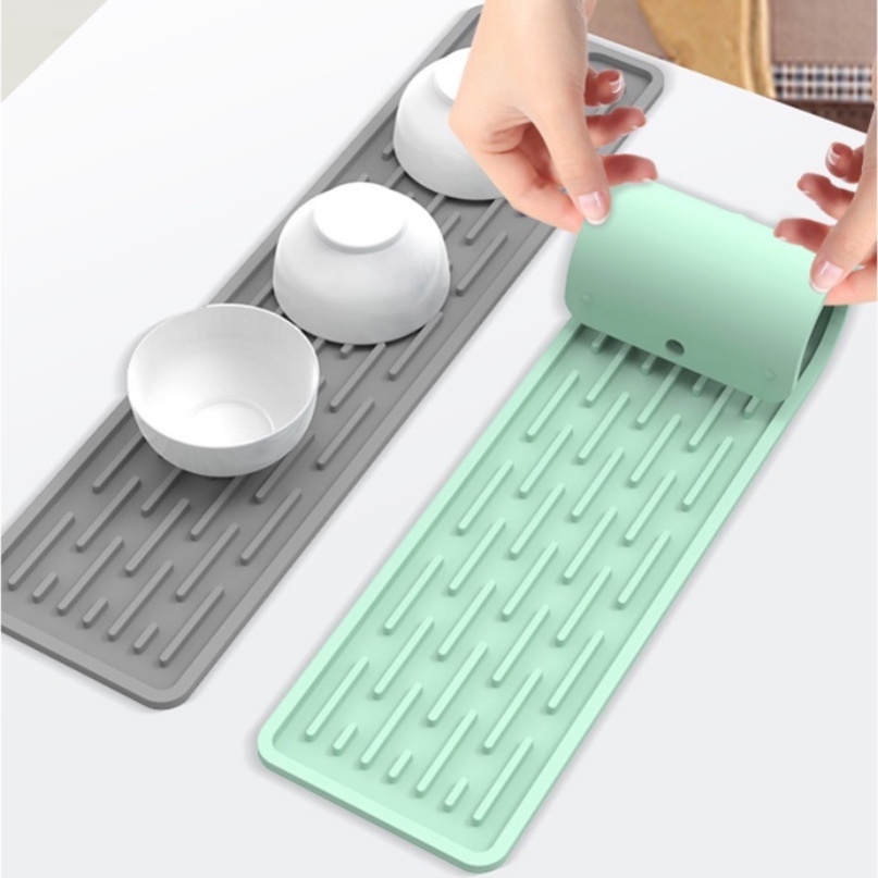 55 * 8.8CM Miếng Lót Chén Dĩa Bằng Silicon Chịu Nhiệt 2 Kích Thước Tùy Chọn  Lớn Cho Nhà Bếp Tấm Lót Silicon  Mặt bàn bếp cách nhiệt chống Người bảo vệ Thảm sấy khô bát đĩa