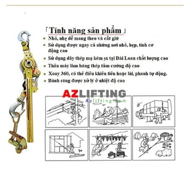 Palăng cáp lắc tay hai tấn