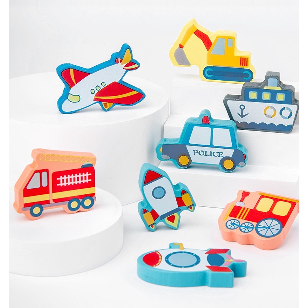 Bộ Đồ Chơi Gỗ Xếp Khối, Giáo Cụ Montessori Ghép chữ, Ghép số, Câu Cá, Xếp Khối, Ghép Hình - 6 trong 1