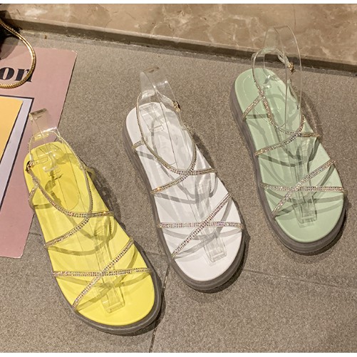 D463- sandals nữ quai mảnh đế thấp bánh mì phong cách hàn quốc