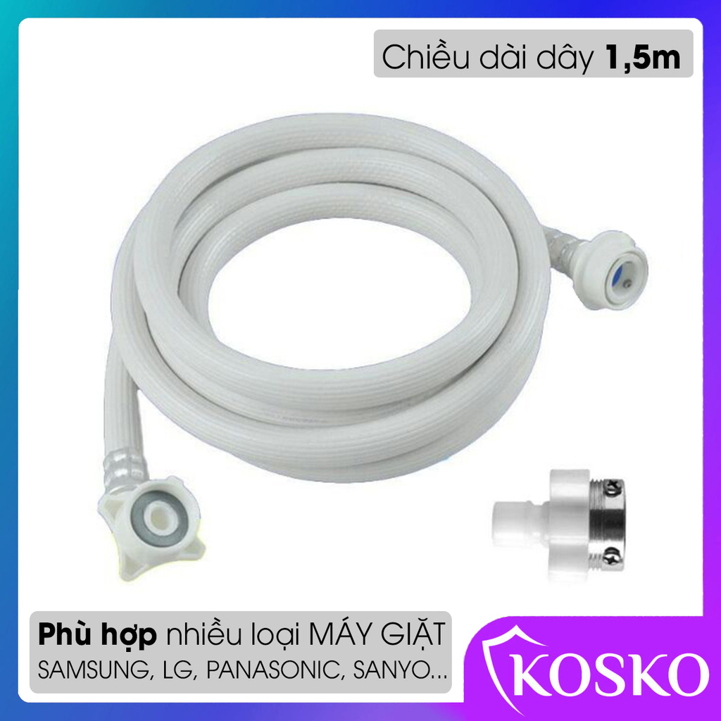 Dây cấp nước máy giặt cao cấp siêu bền (1.5m) phù hợp cho nhiều loại máy giặt cửa trên và trước