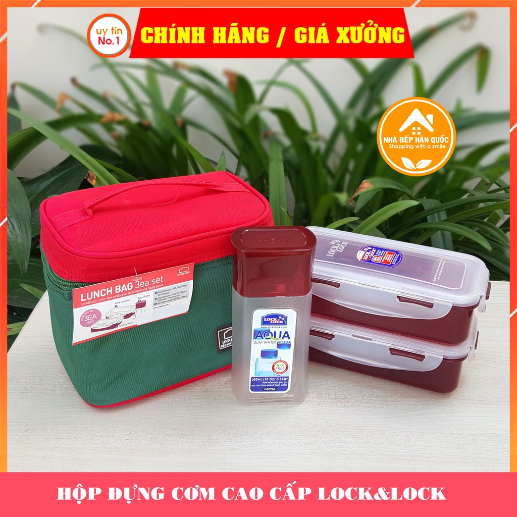 Hộp đựng cơm, hộp cơm giữ nhiệt Lock&Lock HPL758S3CR [Chính hãng+Freeship]