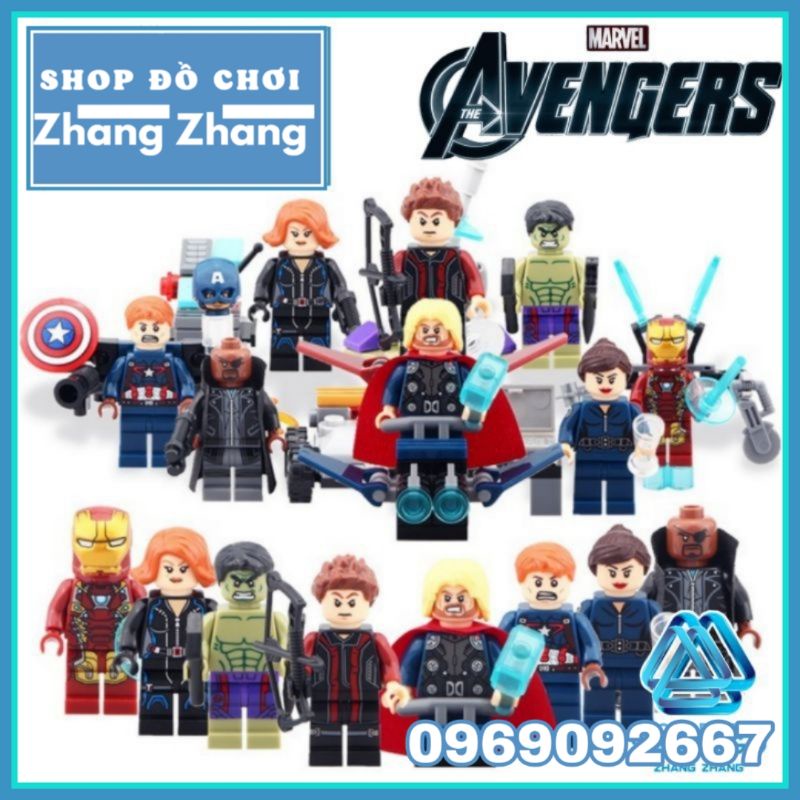 Đồ chơi Xếp hình gồm Captain America - Hulk - Nick Fury - Hawkeye Iron man Thor Black Widow Maria Hill Minifigures SY619