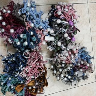 Cột tóc nơ đính hạt cườm  xinh xắn