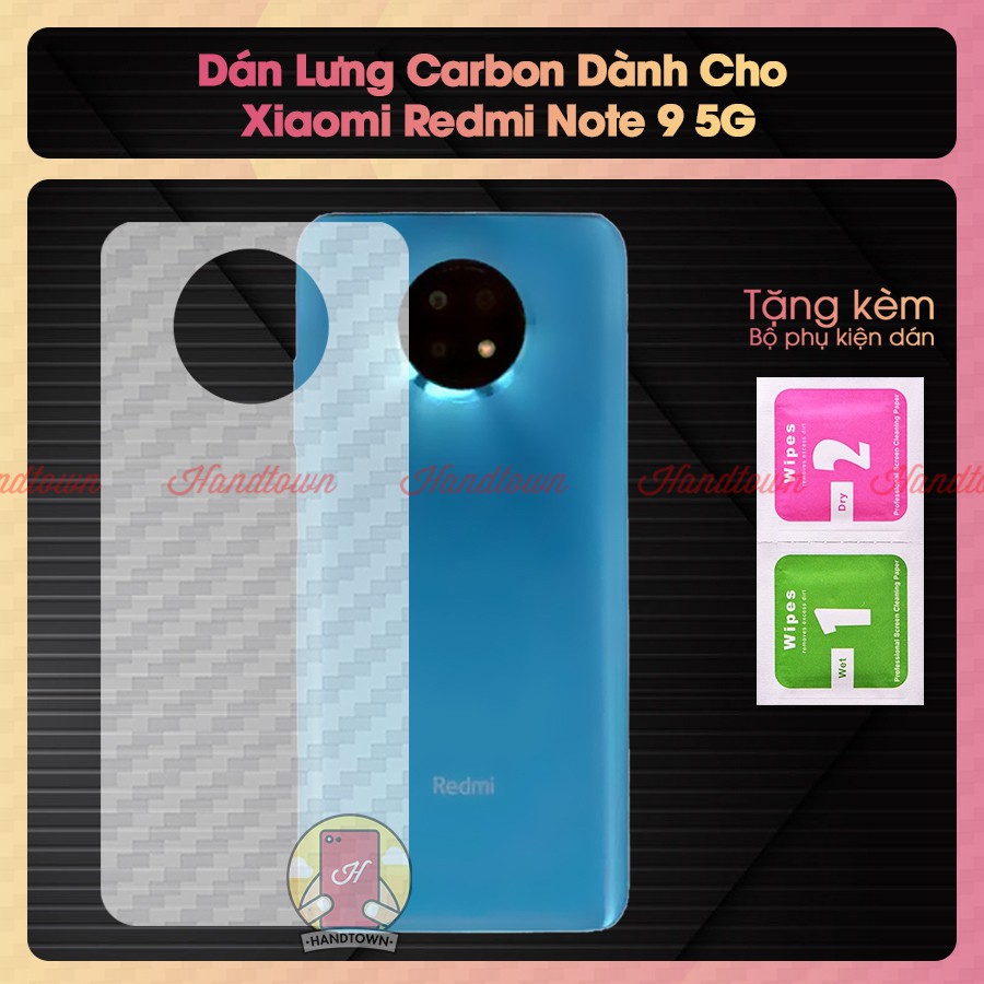 Miếng Dán Lưng Cacbon Xiaomi Redmi Note 9 5G Không Full Viền Bảo Vệ Mặt Lưng Máy Khỏi Bụi Bẩn Chống Trầy Xước Va Đập