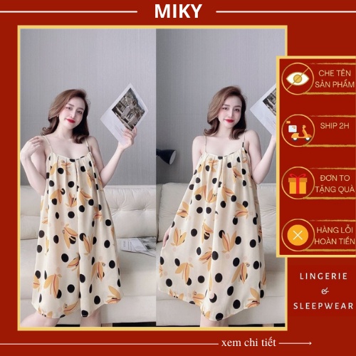 Váy Ngủ Hai Dây Nữ Đầm Ngủ Mặc Nhà Sexy Chất Lụa Cao Cấp Tôn Dáng Siêu Xinh Bigsize Freesize