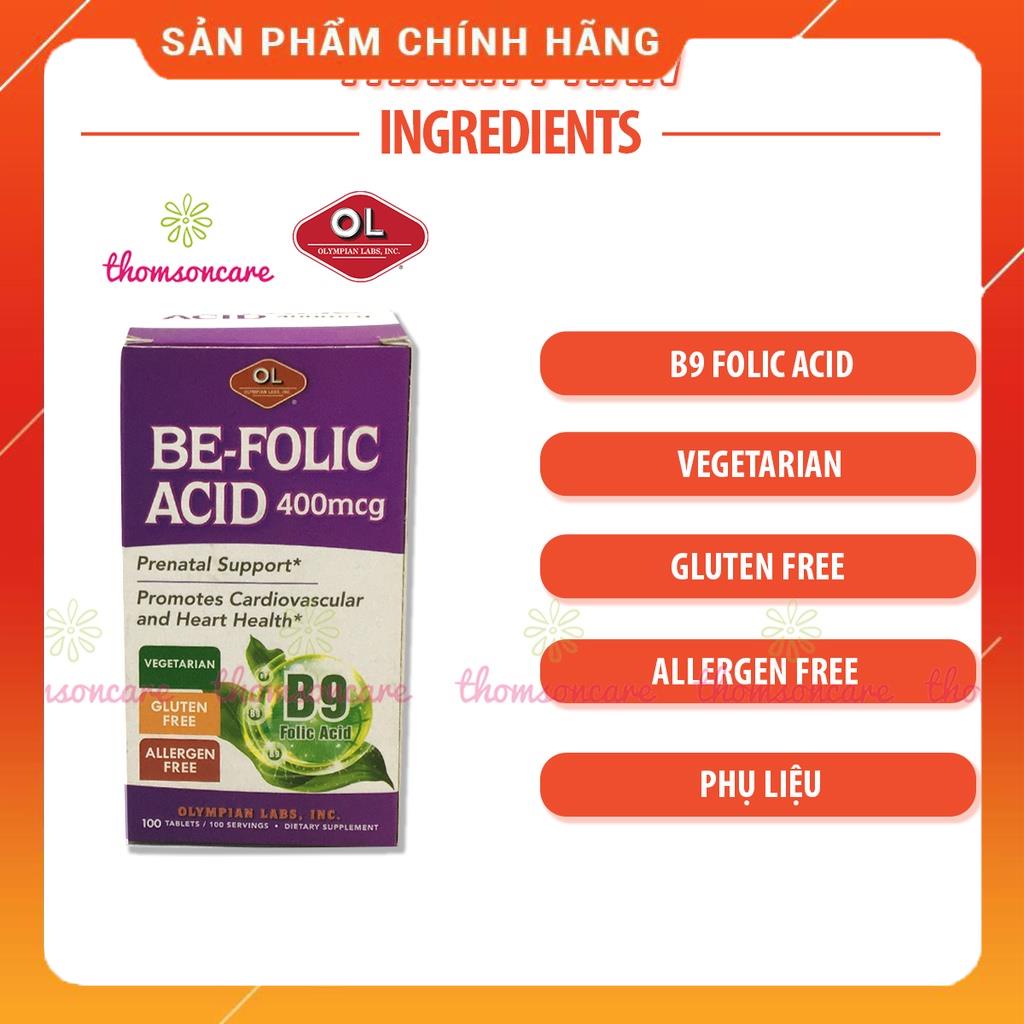 Bổ sung Acid folic cho bà bầu từ hãng Olympian Labs Mỹ - Be Folic Acid cho mẹ trước sinh và mang thai