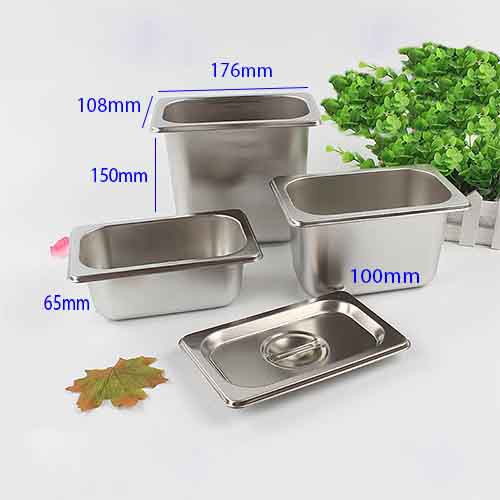 Combo 5 Bộ Khay Inox Đựng Thạch Trà Sữa, Topping GN 1/9 Các Size