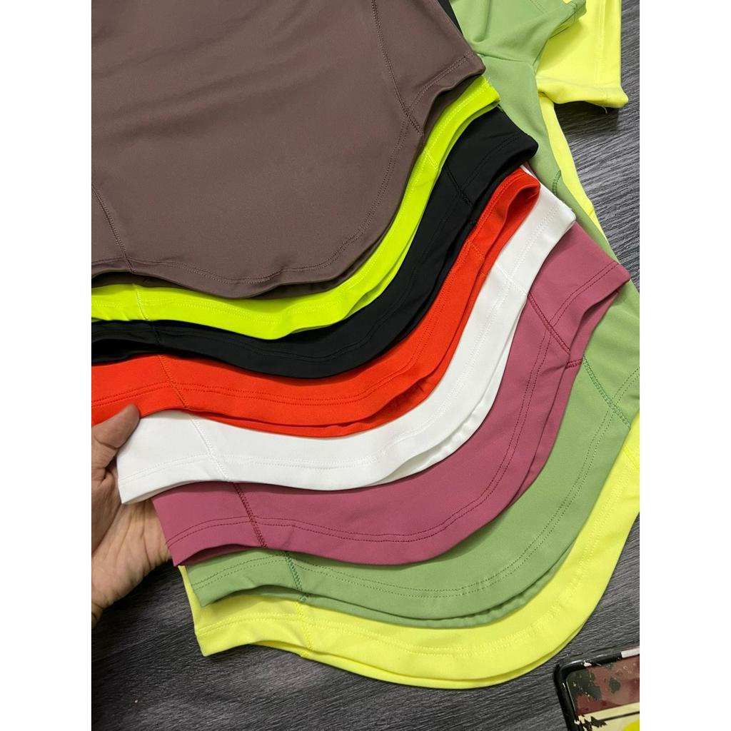 Aó croptop tập gym yoga thể thao nữ thun poly ngắn tay có kèm mút lót nhiều màu size từ 45kg đến 65kg Bin Sports A244