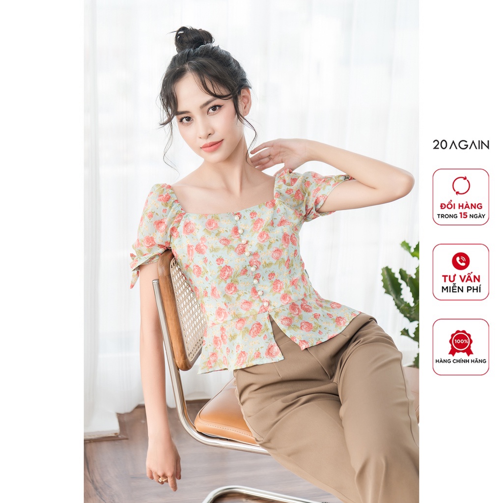 Áo sơ mi ngắn tay cúc bọc 20Again, thiết kế độc đáo, sành điệu ASA0078