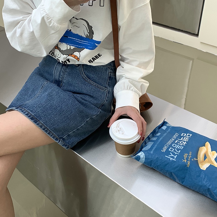 Chân váy Jean Denim Ngắn Lưng cao Form chữ A Phối túi Hàn Quốc Chân váy bò ngắn Cạp cao Thời trang | BigBuy360 - bigbuy360.vn