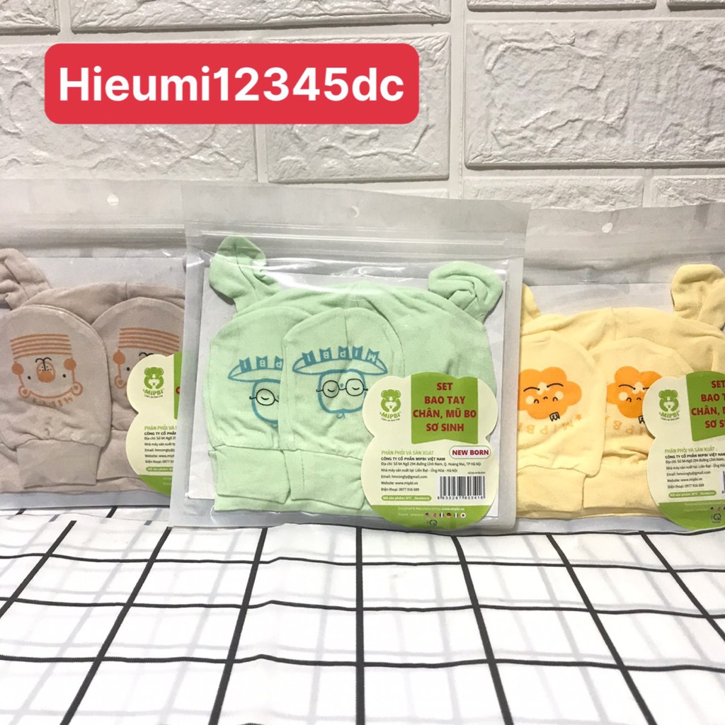 Set Mũ, Bao Tay, Bao Chân Mipbi - Đầy Đủ Mũ, Bao Tay, Chân Mipbi Cho Bé Mới Sinh ( New Born) – Mipbi Việt Nam