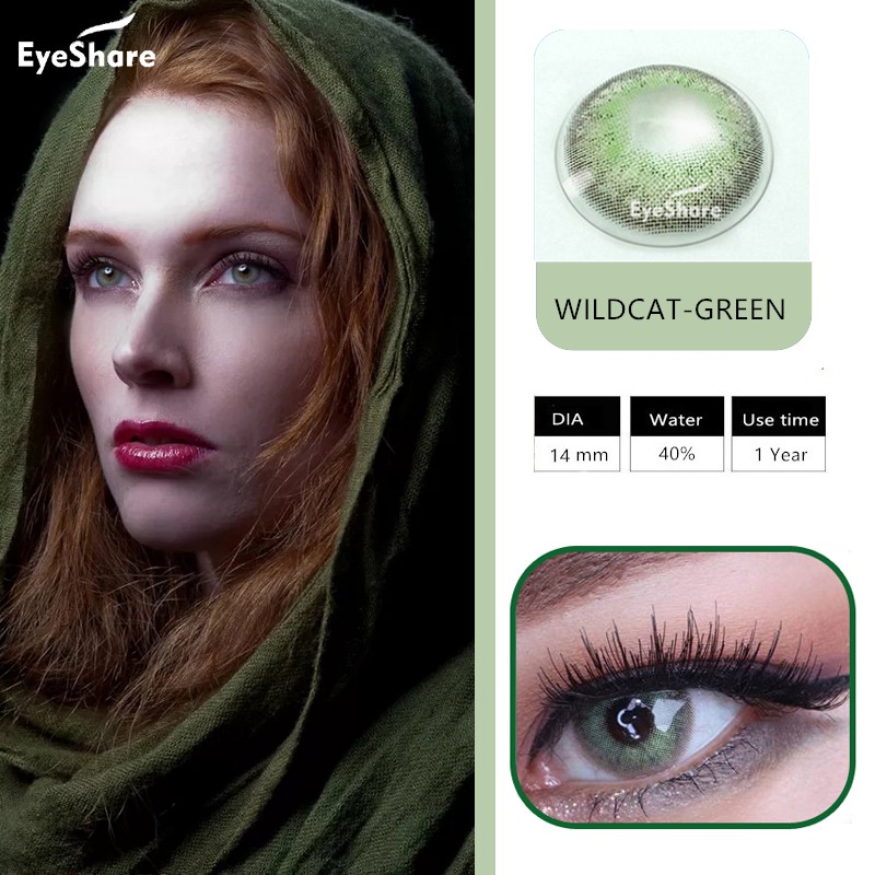 EYESHARE Set 2 kính áp tròng mềm màu xanh lá thời trang chất lượng cao