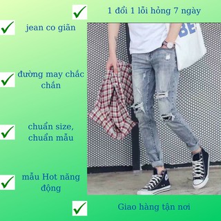 Quần Jean Nam Chất Bò VNXK MS2606 Xanh Rách Xước Cao Cấp Mẫu Dạo Phố Hot